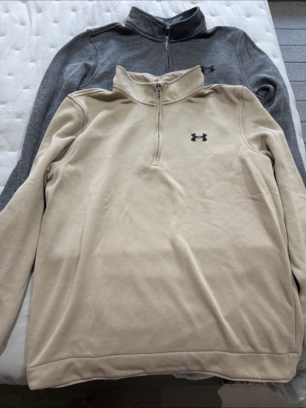 Under Armour Half-Zip Fleece Pullover - Tan & Gray
